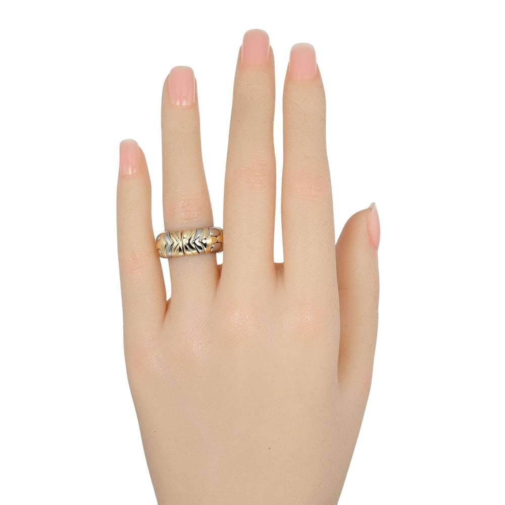 BVLGARI Ring K18 Yellow Gold, Stainless Steel Silver Al Beare Women Used Authentic