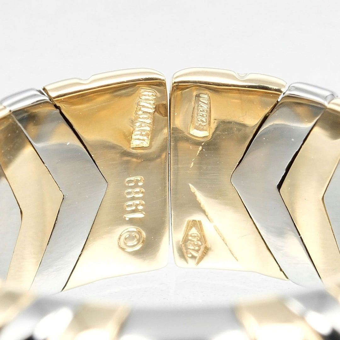 BVLGARI Ring K18 Yellow Gold, Stainless Steel Silver Al Beare Women Used Authentic
