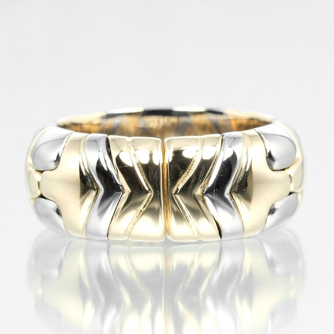 BVLGARI Ring K18 Yellow Gold, Stainless Steel Silver Al Beare Women Used Authentic