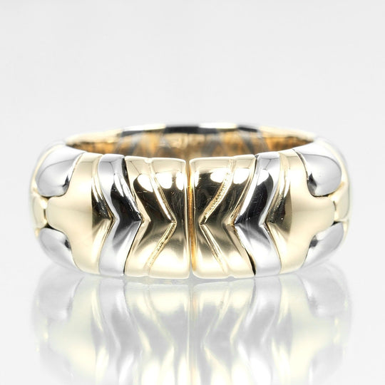 BVLGARI Ring K18 Yellow Gold, Stainless Steel Silver Al Beare Women Used Authentic