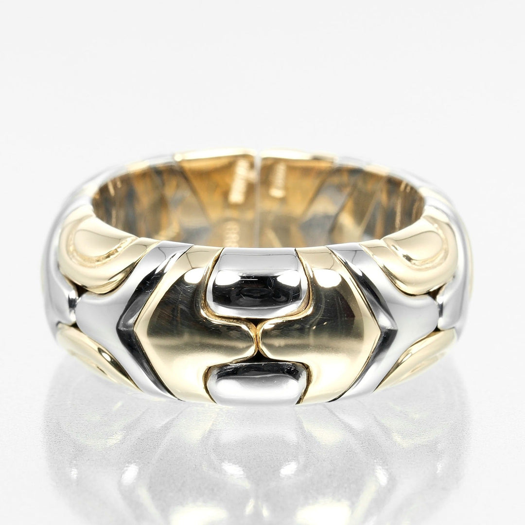 BVLGARI Ring K18 Yellow Gold, Stainless Steel Silver Al Beare Women Used Authentic