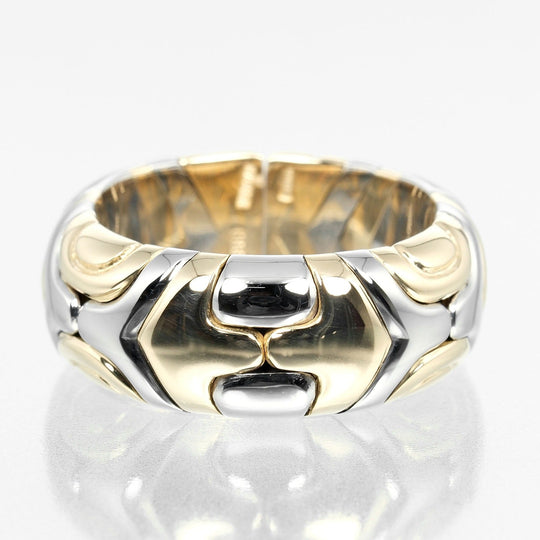 BVLGARI Ring K18 Yellow Gold, Stainless Steel Silver Al Beare Women Used Authentic