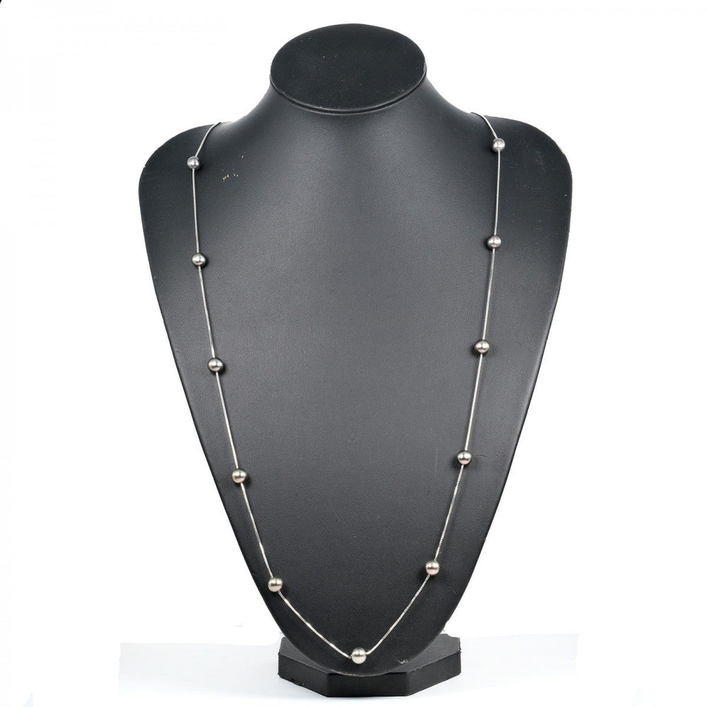 TASAKI Necklace K18 White Gold, 13P Black Pearl (Black Pearl) Silver Pearl around 0.3"-0.3" Women Used Authentic