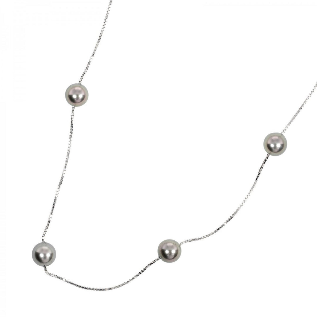 TASAKI Necklace K18 White Gold, 13P Black Pearl (Black Pearl) Silver Pearl around 0.3"-0.3" Women Used Authentic