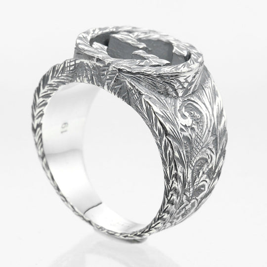 GUCCI Ring Silver925 Silver Interlocking G Arabesque mens 19 Used Authentic