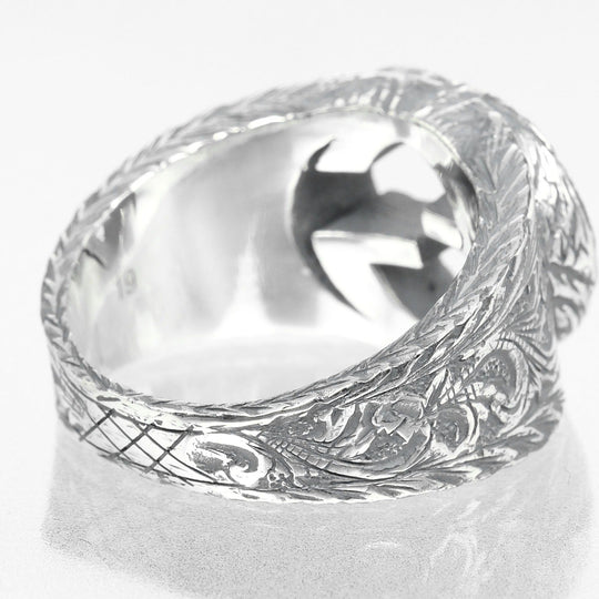 GUCCI Ring Silver925 Silver Interlocking G Arabesque mens 19 Used Authentic