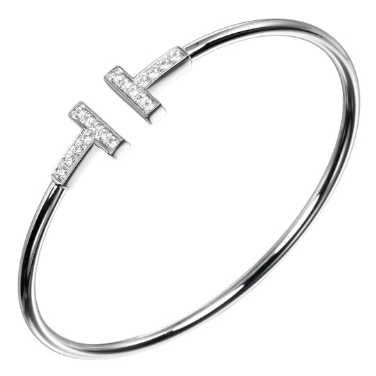 TIFFANY&Co. bracelet K18 White Gold, Diamond Silver Circumference of Wristaround5.9" T wire Women Used Authentic