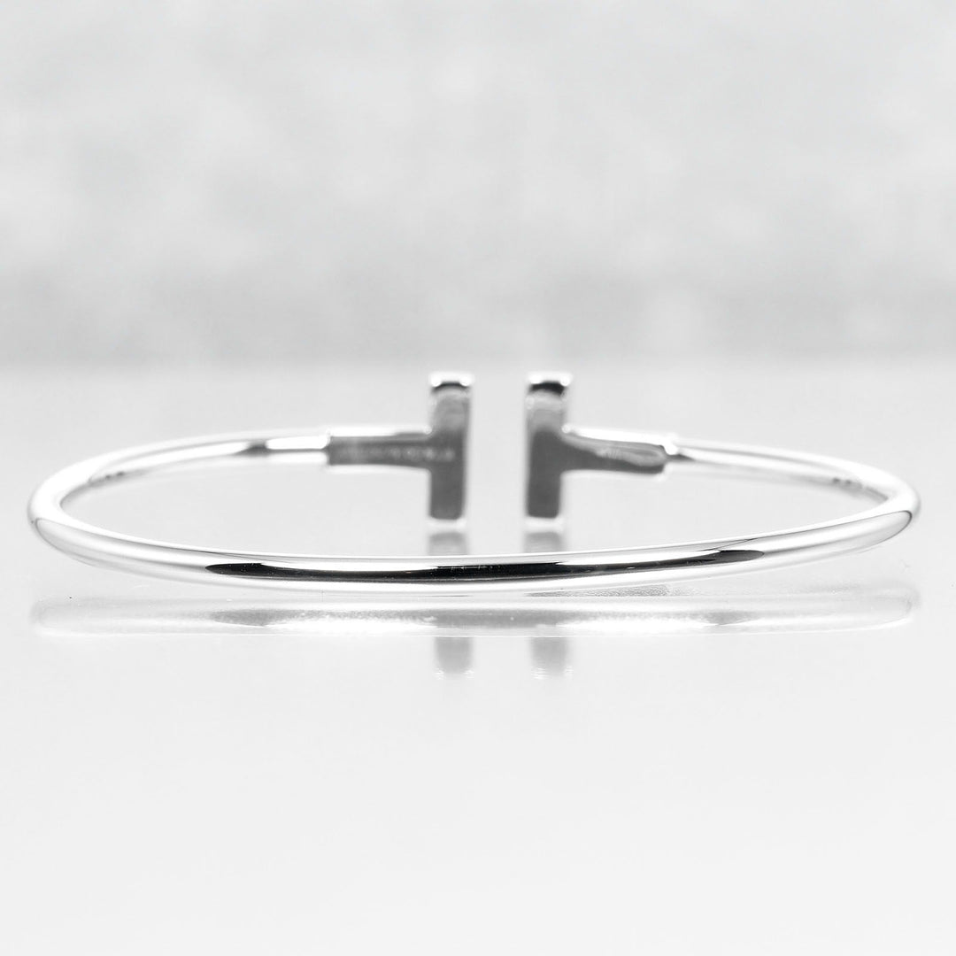 TIFFANY&Co. bracelet K18 White Gold, Diamond Silver Circumference of Wristaround5.9" T wire Women Used Authentic