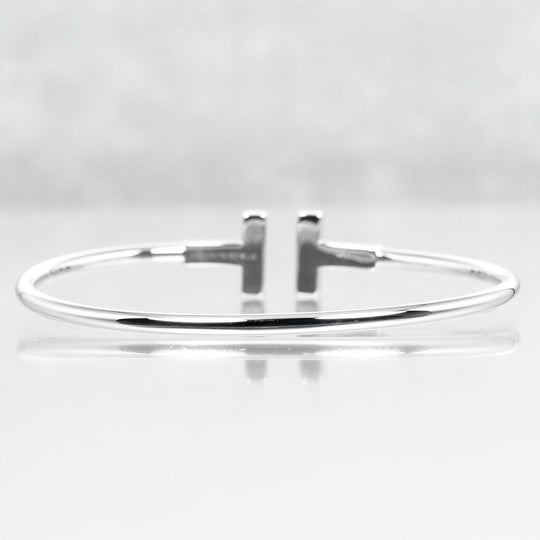 TIFFANY&Co. bracelet K18 White Gold, Diamond Silver Circumference of Wristaround5.9" T wire Women Used Authentic