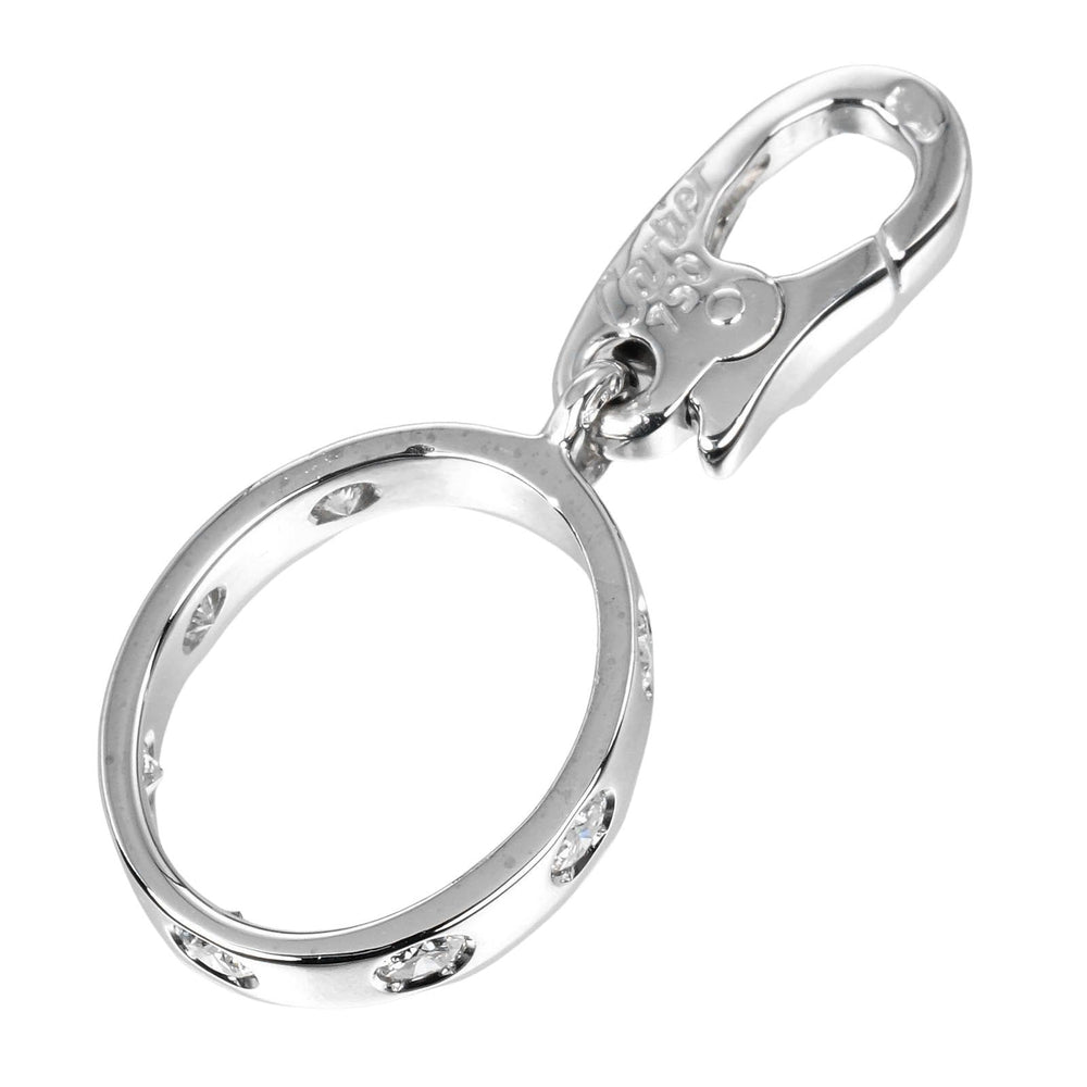 CARTIER Pendant top K18WG(750), 7P diamond Silver Love charm Women Used Authentic