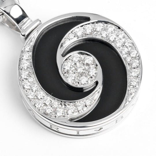 BVLGARI Necklace 18k white gold, diamond, onyx Silver optical Women Used Authentic