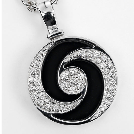 BVLGARI Necklace 18k white gold, diamond, onyx Silver optical Women Used Authentic
