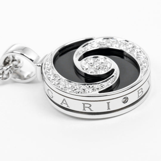 BVLGARI Necklace 18k white gold, diamond, onyx Silver optical Women Used Authentic