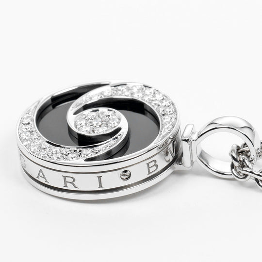 BVLGARI Necklace 18k white gold, diamond, onyx Silver optical Women Used Authentic