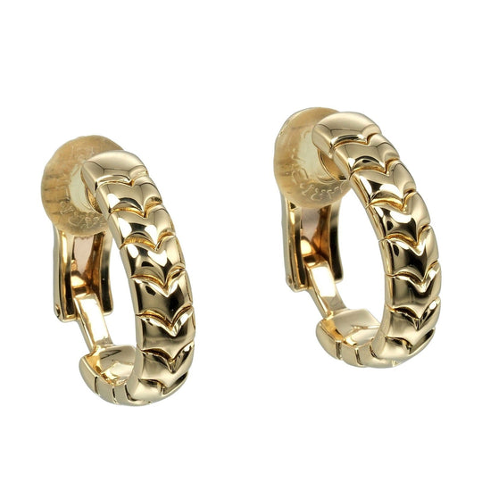BVLGARI Earring K18 yellow gold Silver Spiga Hoop Women Used Authentic