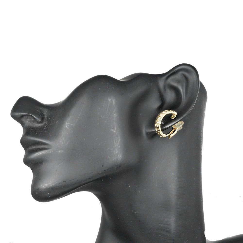 BVLGARI Earring K18 yellow gold Silver Spiga Hoop Women Used Authentic