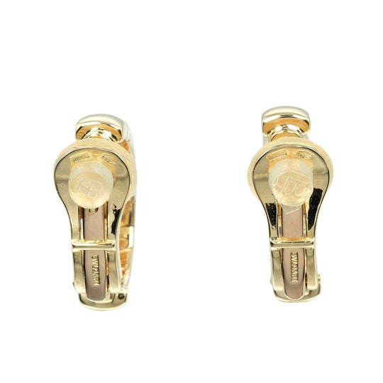 BVLGARI Earring K18 yellow gold Silver Spiga Hoop Women Used Authentic