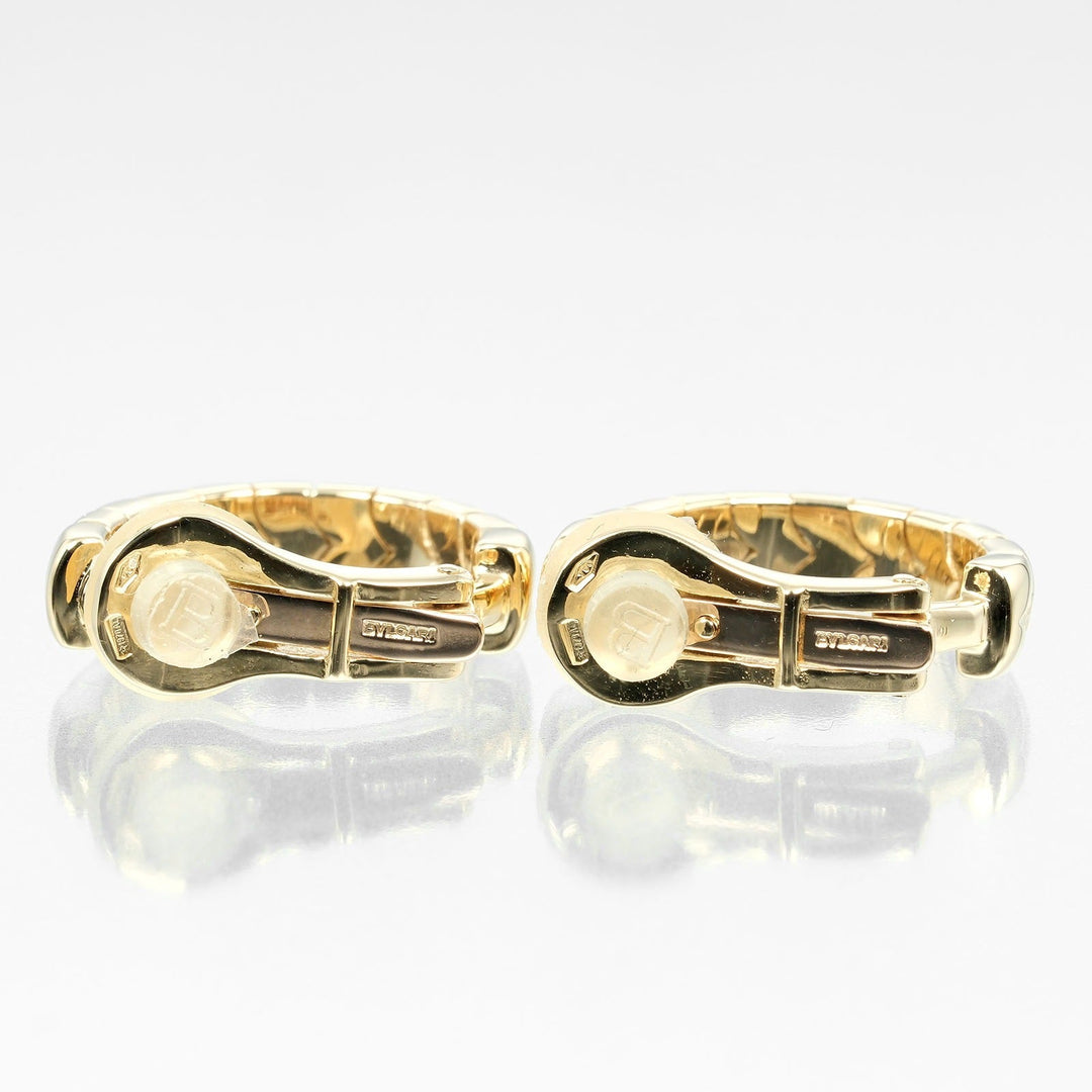 BVLGARI Earring K18 yellow gold Silver Spiga Hoop Women Used Authentic