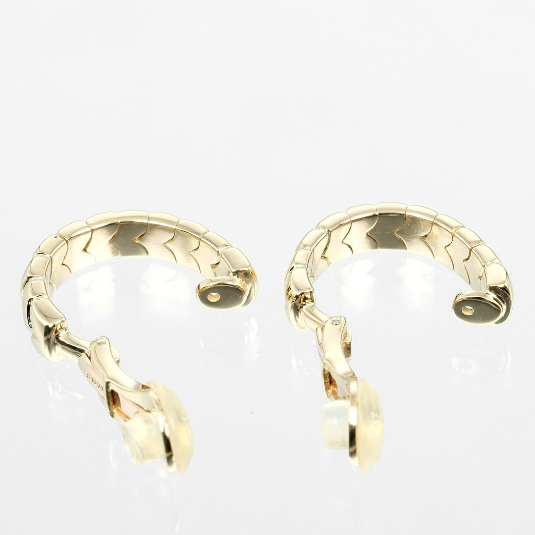 BVLGARI Earring K18 yellow gold Silver Spiga Hoop Women Used Authentic