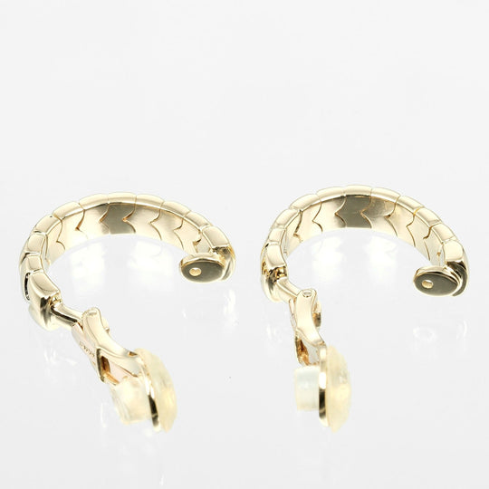 BVLGARI Earring K18 yellow gold Silver Spiga Hoop Women Used Authentic