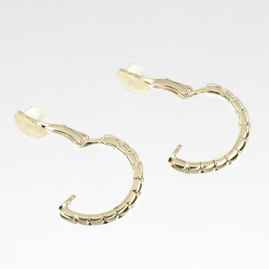BVLGARI Earring K18 yellow gold Silver Spiga Hoop Women Used Authentic