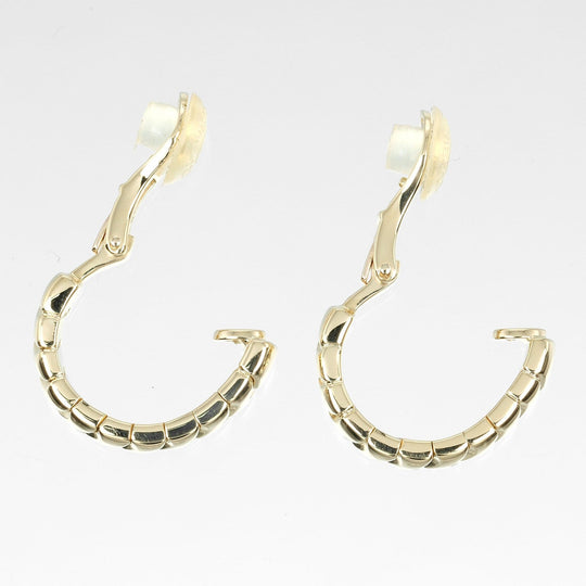 BVLGARI Earring K18 yellow gold Silver Spiga Hoop Women Used Authentic