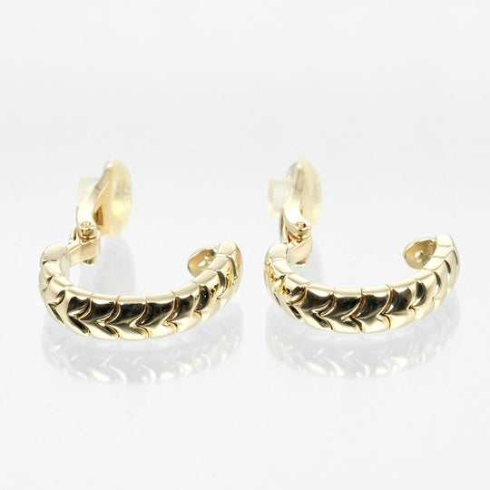 BVLGARI Earring K18 yellow gold Silver Spiga Hoop Women Used Authentic