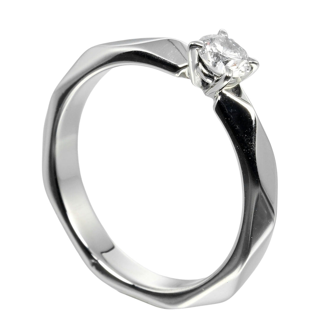 Boucheron Ring 0.21ct VVS1/E/VG Pt950Platinum, Diamond Silver Faceted Solitaire Women 46 Used Authentic