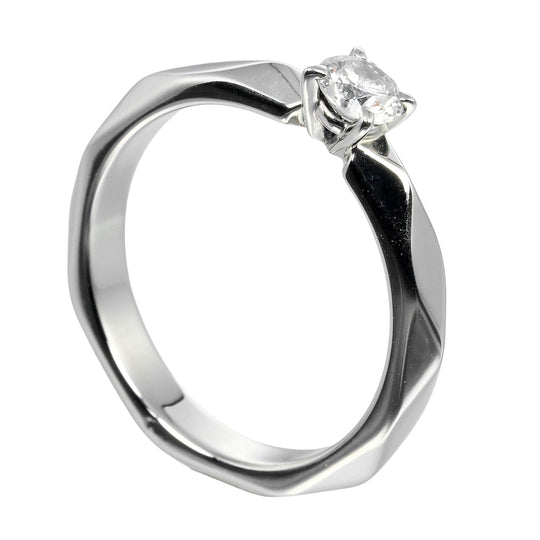Boucheron Ring 0.21ct VVS1/E/VG Pt950Platinum, Diamond Silver Faceted Solitaire Women 46 Used Authentic