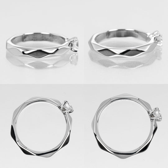 Boucheron Ring 0.21ct VVS1/E/VG Pt950Platinum, Diamond Silver Faceted Solitaire Women 46 Used Authentic