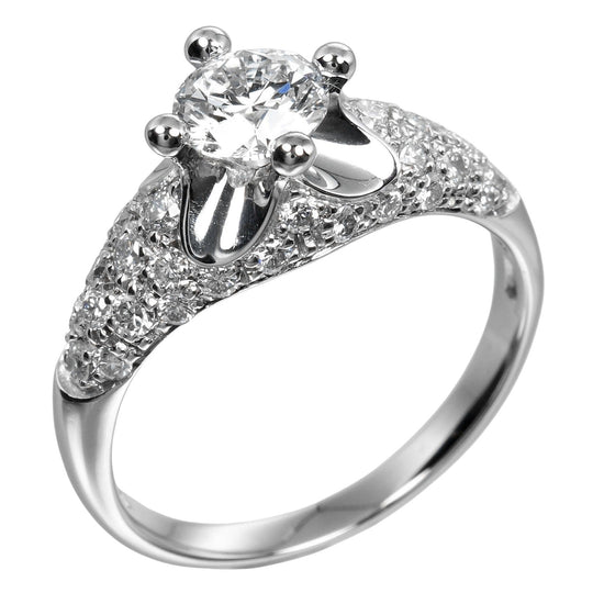 BVLGARI Ring 0.53ct VS1/E/EX/GOOD Pt950Platinum, Diamond Silver Corona solitaire Women Used Authentic