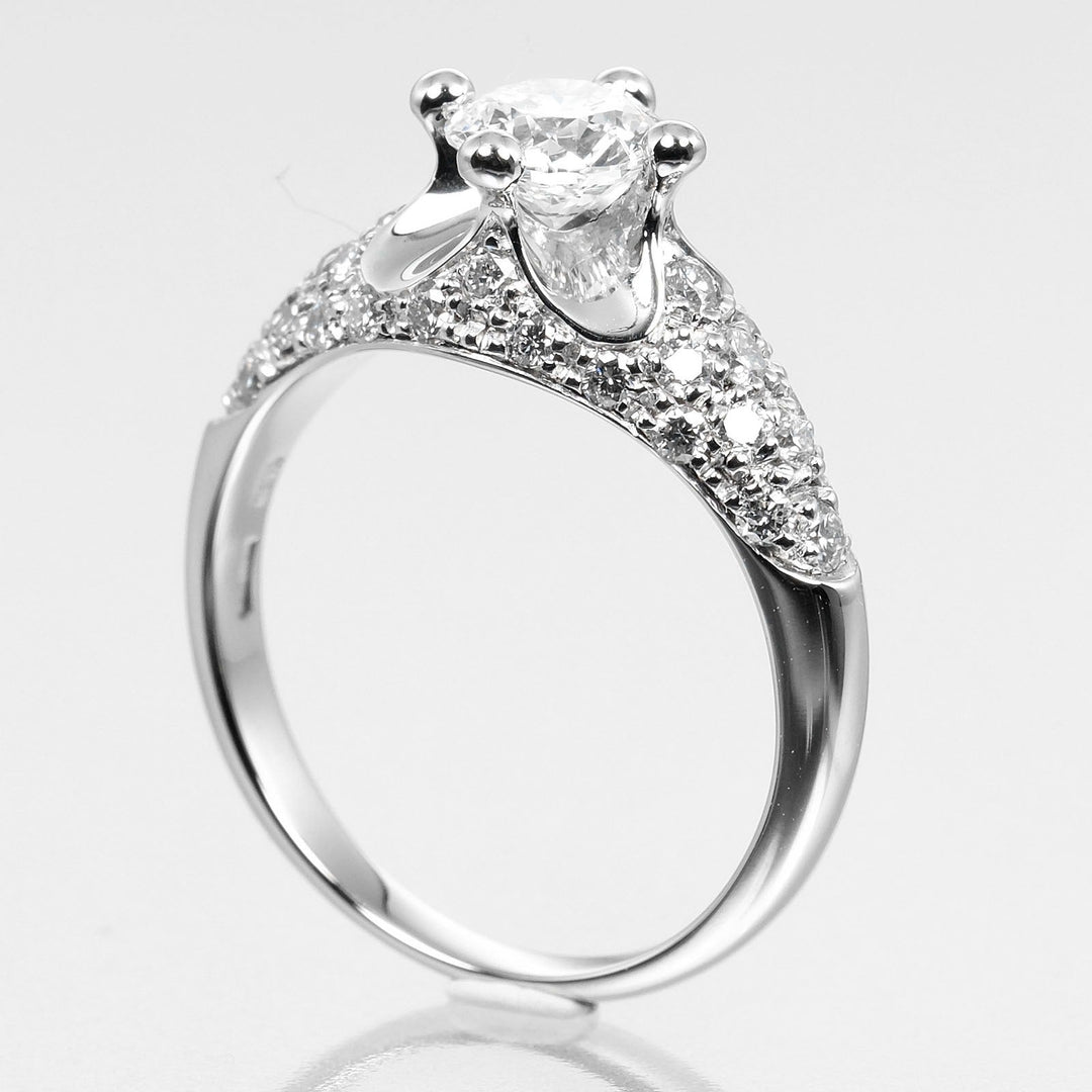 BVLGARI Ring 0.53ct VS1/E/EX/GOOD Pt950Platinum, Diamond Silver Corona solitaire Women Used Authentic