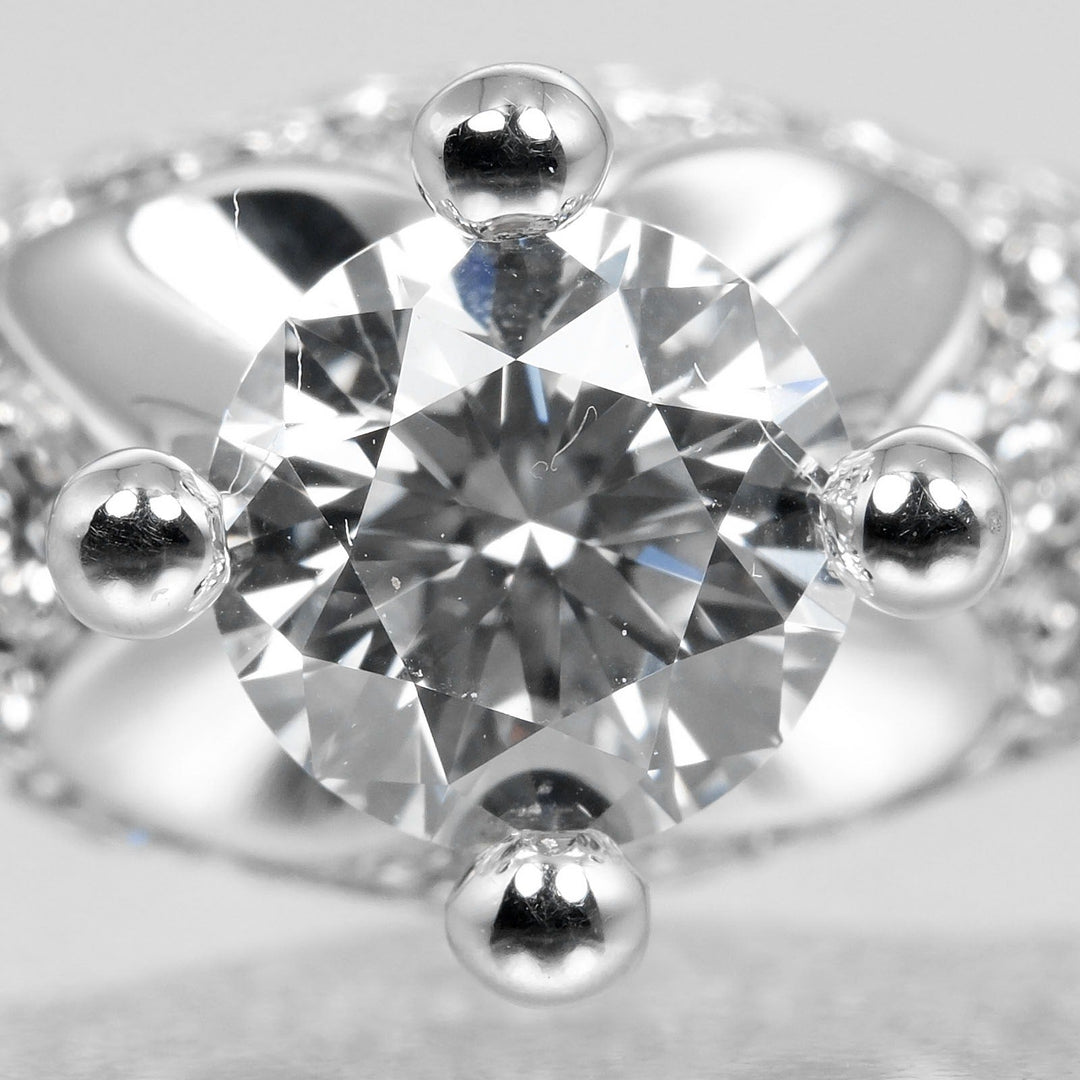 BVLGARI Ring 0.53ct VS1/E/EX/GOOD Pt950Platinum, Diamond Silver Corona solitaire Women Used Authentic