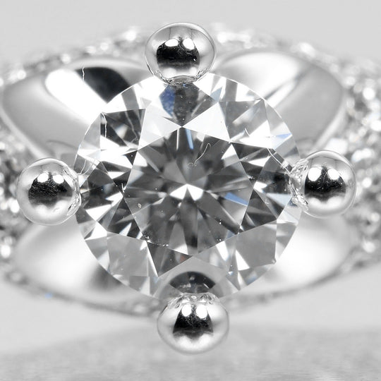 BVLGARI Ring 0.53ct VS1/E/EX/GOOD Pt950Platinum, Diamond Silver Corona solitaire Women Used Authentic
