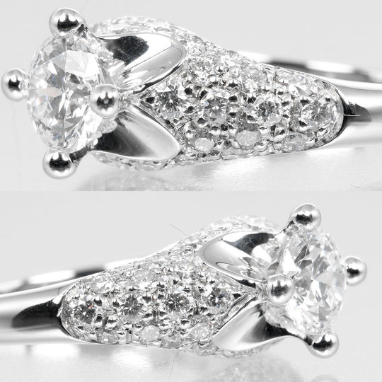BVLGARI Ring 0.53ct VS1/E/EX/GOOD Pt950Platinum, Diamond Silver Corona solitaire Women Used Authentic