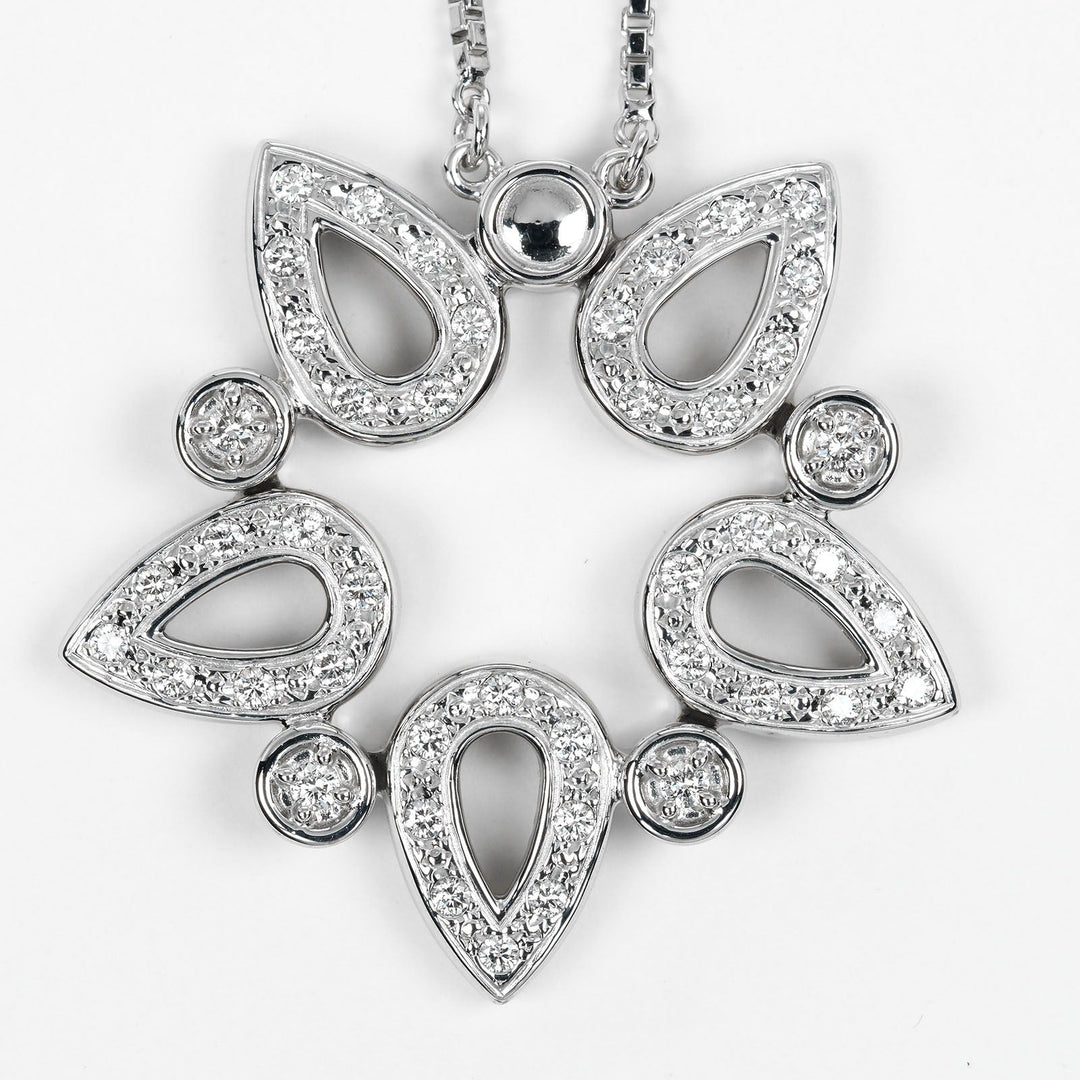 TASAKI Necklace K18 White Gold, Diamond Silver Magnet 2WAY Women Used Authentic