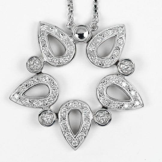 TASAKI Necklace K18 White Gold, Diamond Silver Magnet 2WAY Women Used Authentic