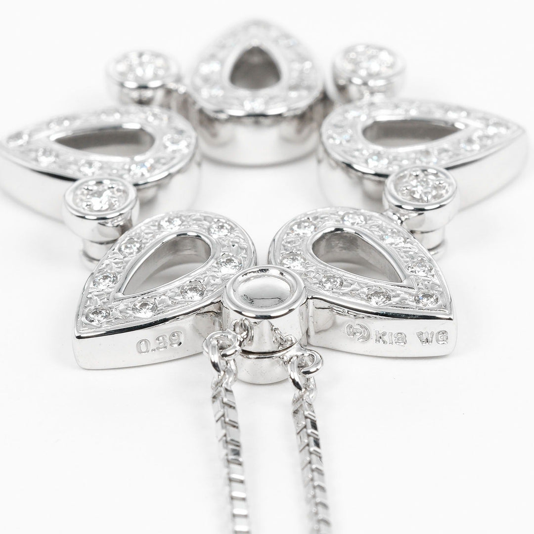 TASAKI Necklace K18 White Gold, Diamond Silver Magnet 2WAY Women Used Authentic