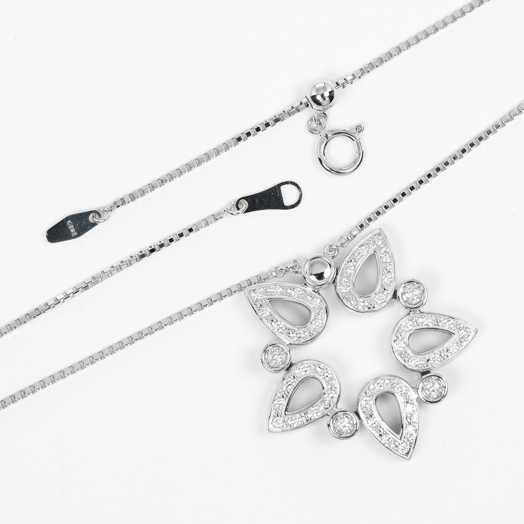 TASAKI Necklace K18 White Gold, Diamond Silver Magnet 2WAY Women Used Authentic