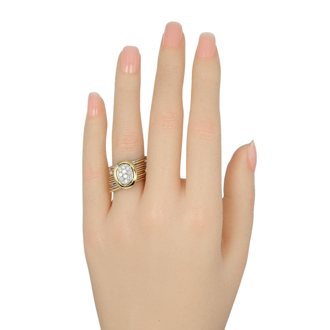 Damiani Ring 18k Yellow Gold , 18k White Gold , Pav Diamonds Silver 10 Link Vintage Women Used Authentic
