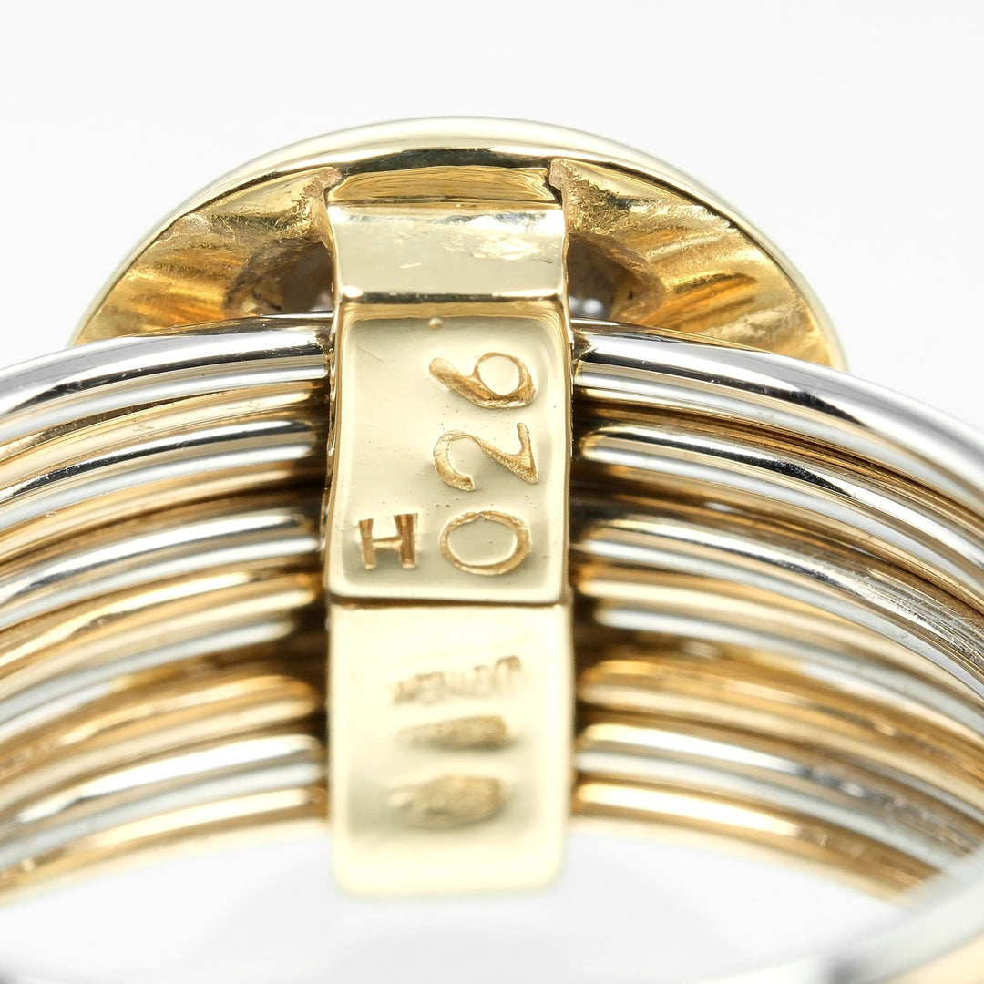 Damiani Ring 18k Yellow Gold , 18k White Gold , Pav Diamonds Silver 10 Link Vintage Women Used Authentic