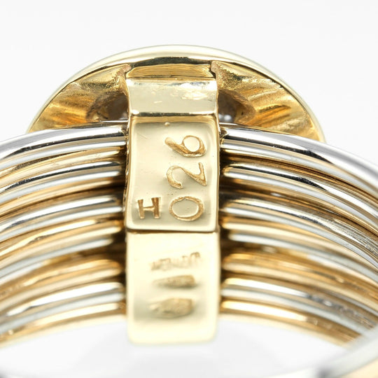 Damiani Ring 18k Yellow Gold , 18k White Gold , Pav Diamonds Silver 10 Link Vintage Women Used Authentic