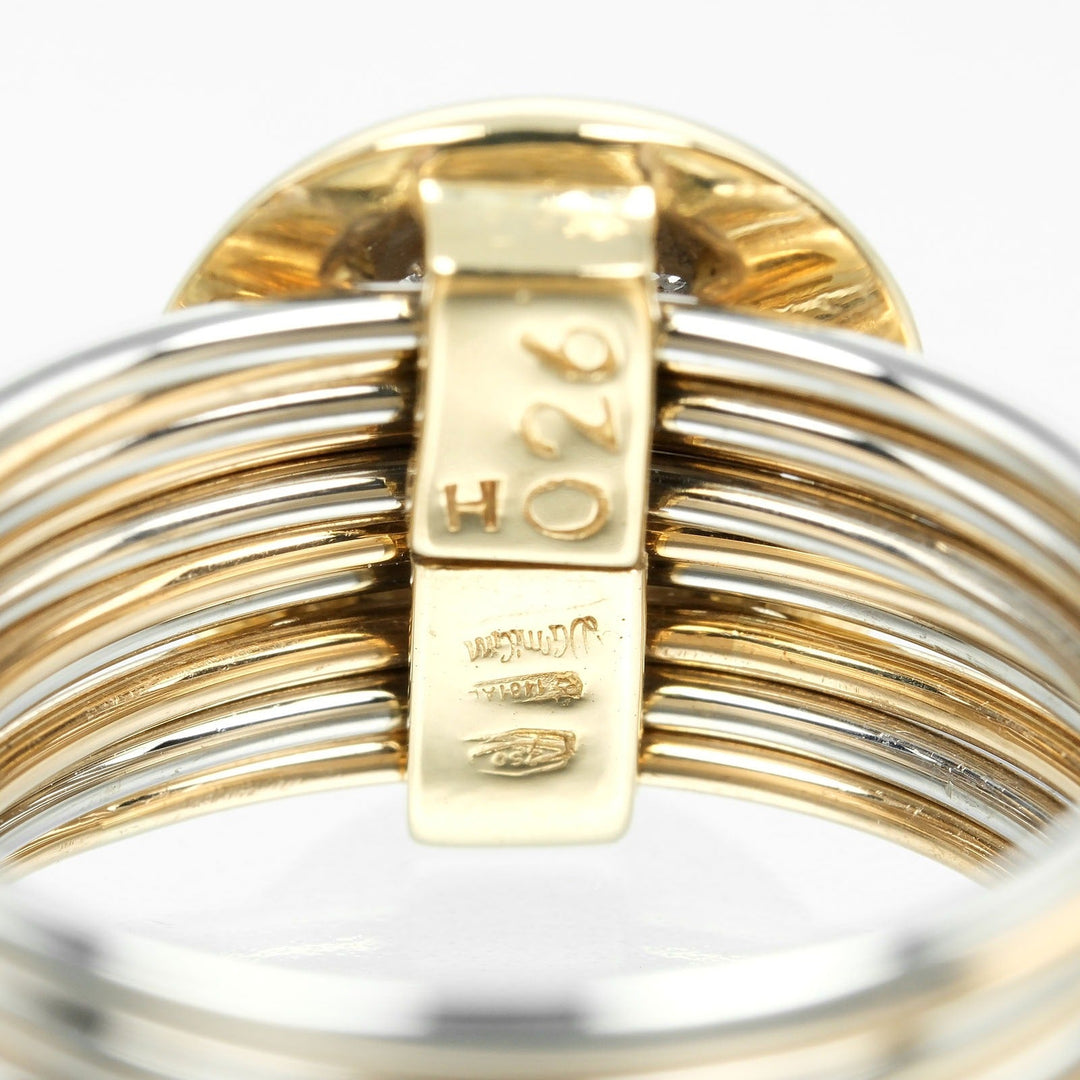 Damiani Ring 18k Yellow Gold , 18k White Gold , Pav Diamonds Silver 10 Link Vintage Women Used Authentic