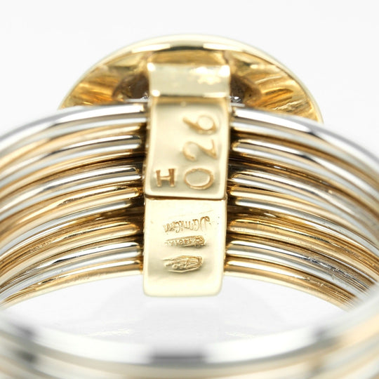 Damiani Ring 18k Yellow Gold , 18k White Gold , Pav Diamonds Silver 10 Link Vintage Women Used Authentic
