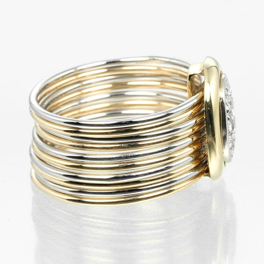 Damiani Ring 18k Yellow Gold , 18k White Gold , Pav Diamonds Silver 10 Link Vintage Women Used Authentic