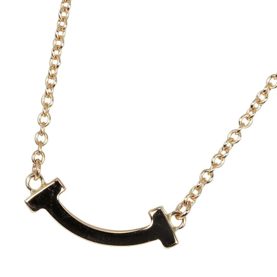 TIFFANY&Co. Necklace K18 pink gold, diamond gold T Smile Mini Women Used Authentic