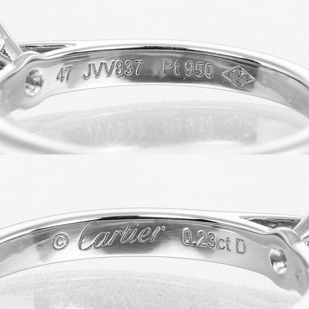 CARTIER Ring 0.23ct VS1/F/3EX Pt950Platinum, Diamond Silver 1895 Solitaire Women 47 Used Authentic