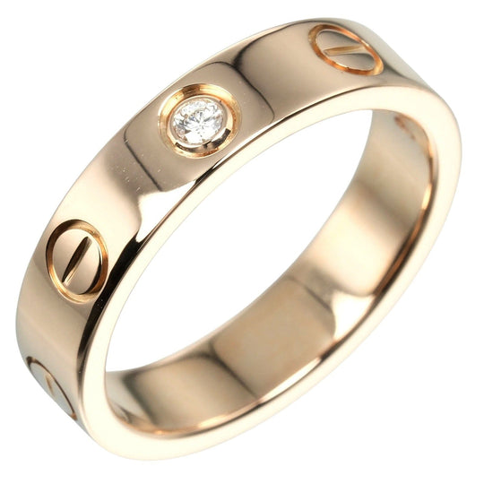 CARTIER Ring K18 pink gold, diamond Silver mini love wedding Women 46 Used Authentic