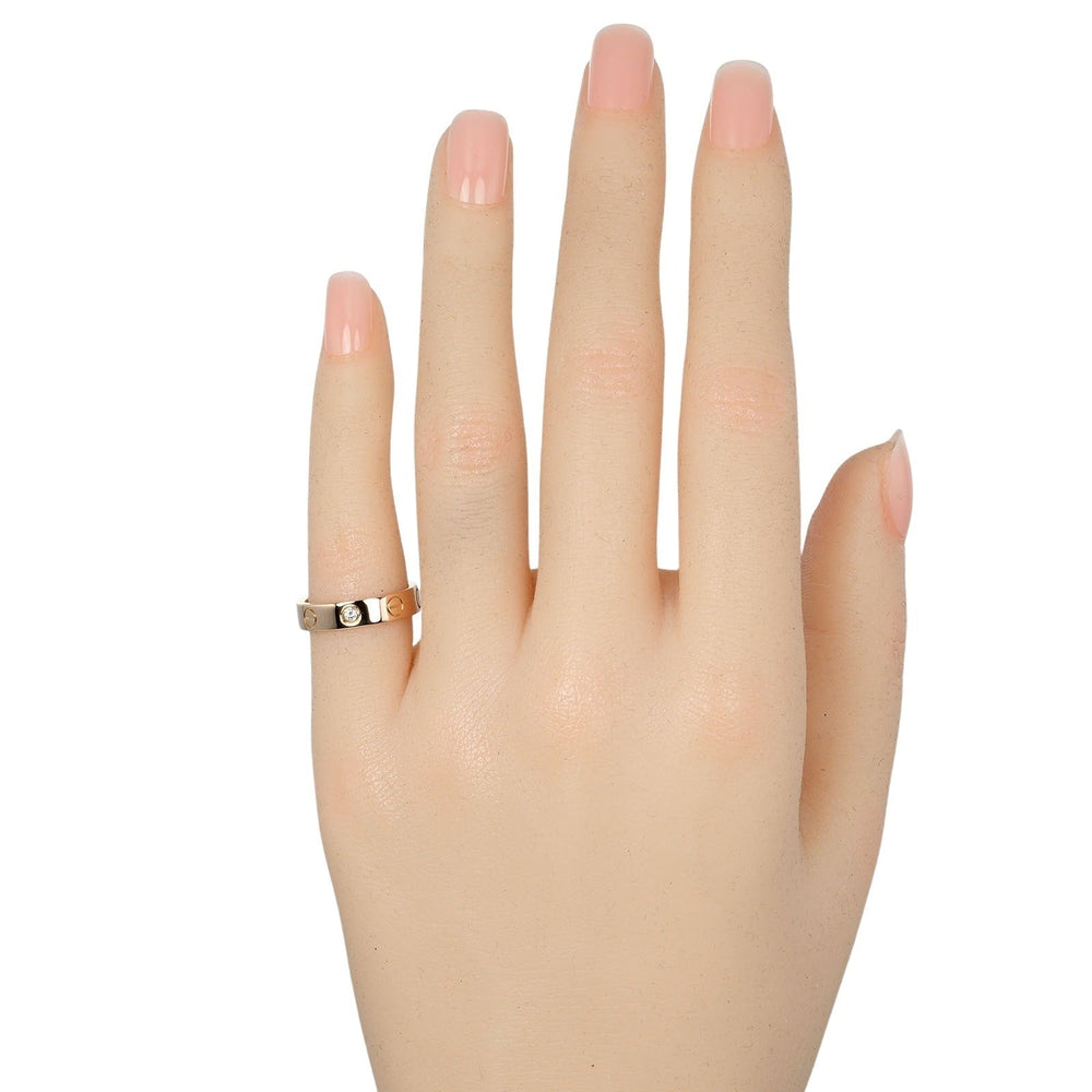 CARTIER Ring K18 pink gold, diamond Silver mini love wedding Women 46 Used Authentic