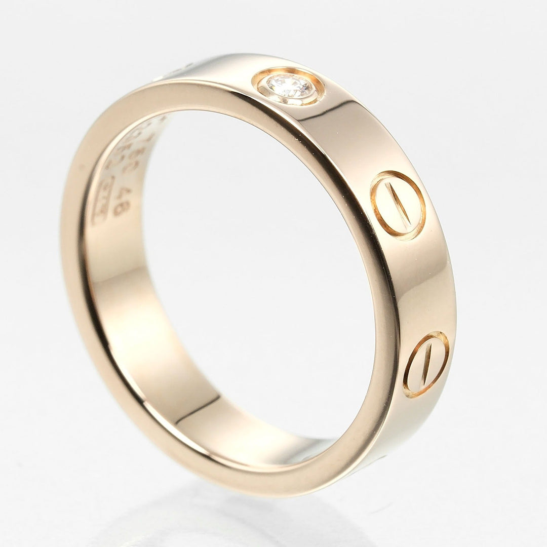 CARTIER Ring K18 pink gold, diamond Silver mini love wedding Women 46 Used Authentic